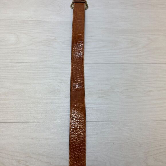 Cipriani Alligator Belt Medium Cognac Brown Italian Calfskin Gold Tone Buckle main image 5
